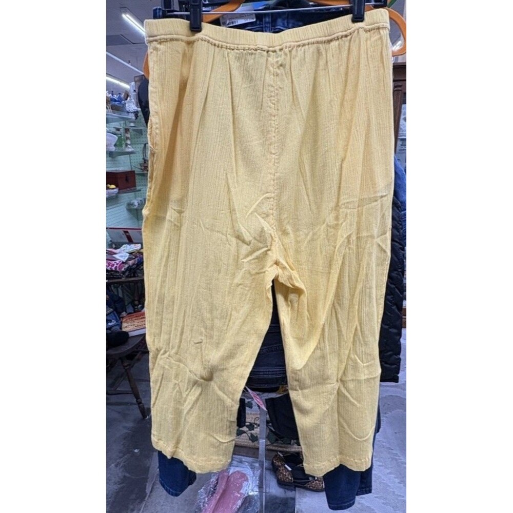Style & Co. Yellow Cotton Capri Pants Women Plus Casual Flat Front Pockets